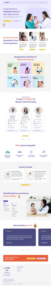 BabyMD healthcare homepage design