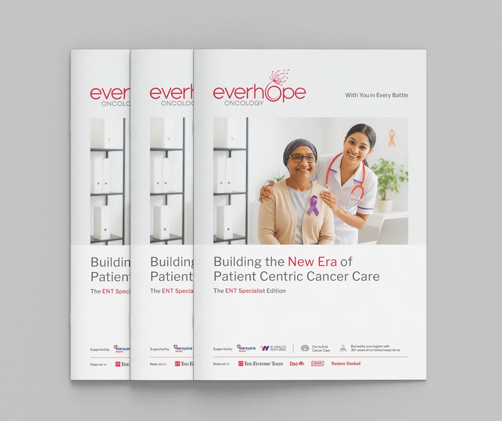Three copies of the Everhope doctor referral brochure, fanned