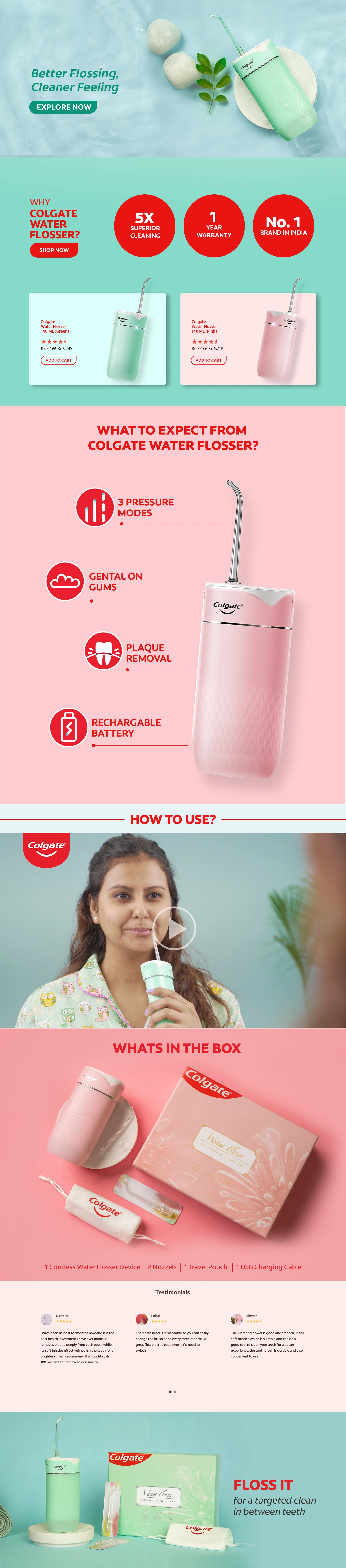 Water flosser landing page