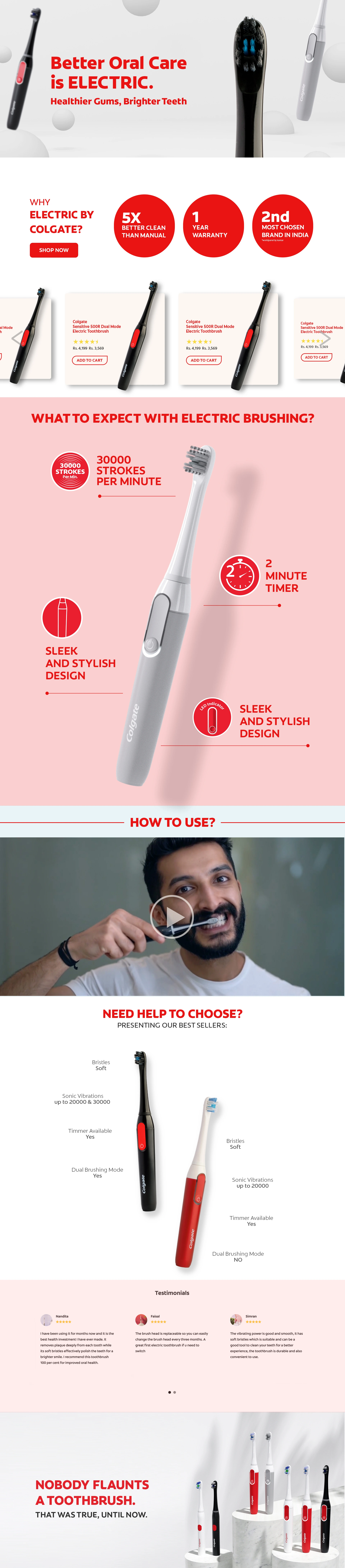 Electric toothbrush landing page